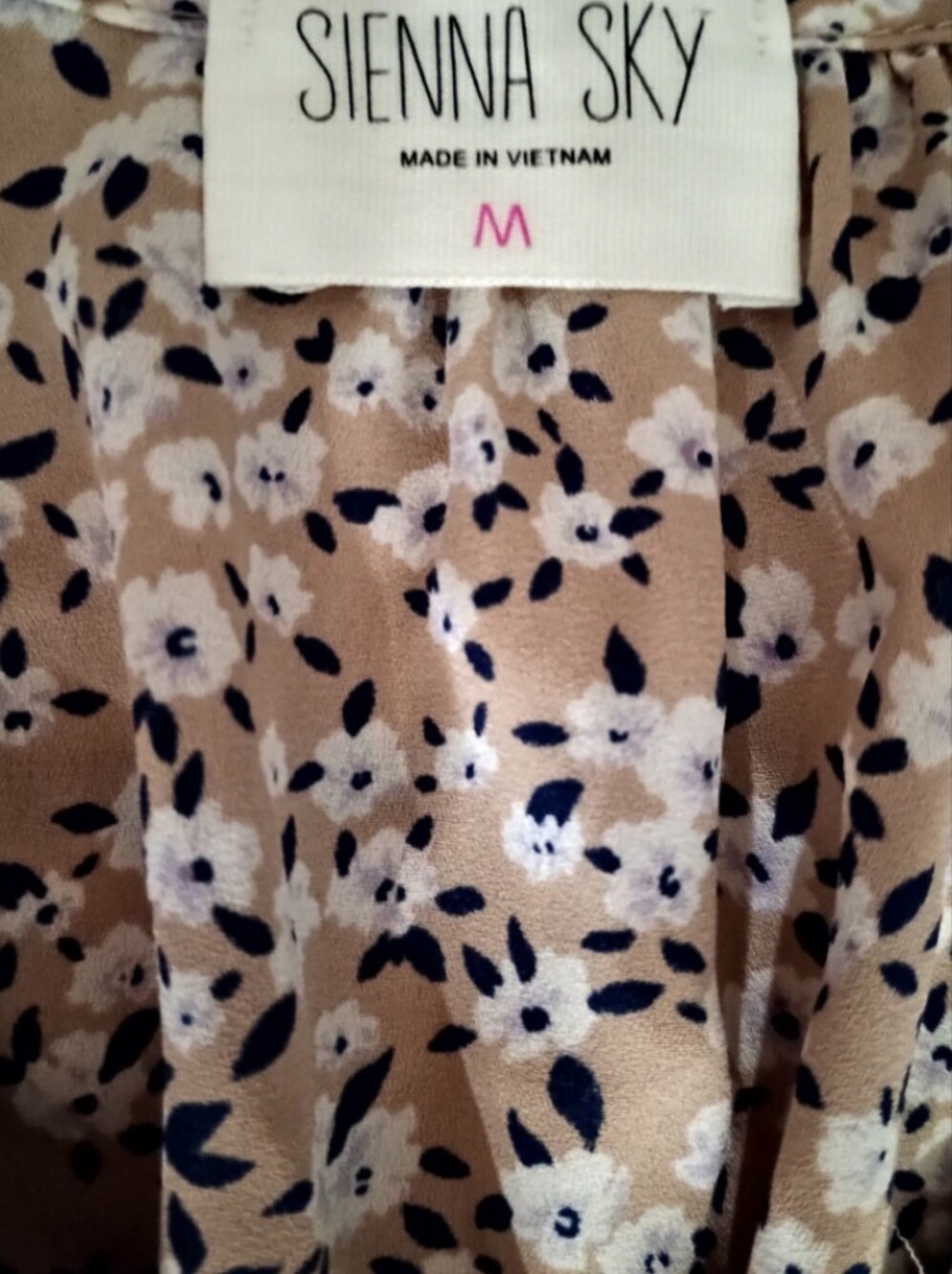 Sienna Sky Beige Floral Peplum Blouse with Balloon Sleeves - Picture 2 of 2